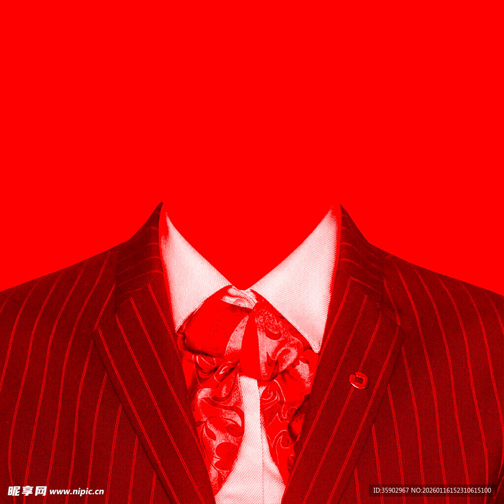 红色条纹西装搭配红色领结