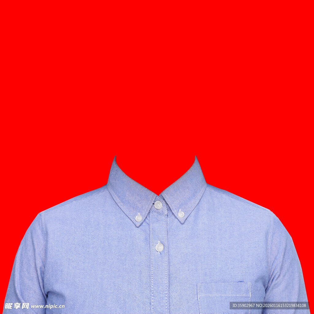 无脸男士的蓝色衬衫着装