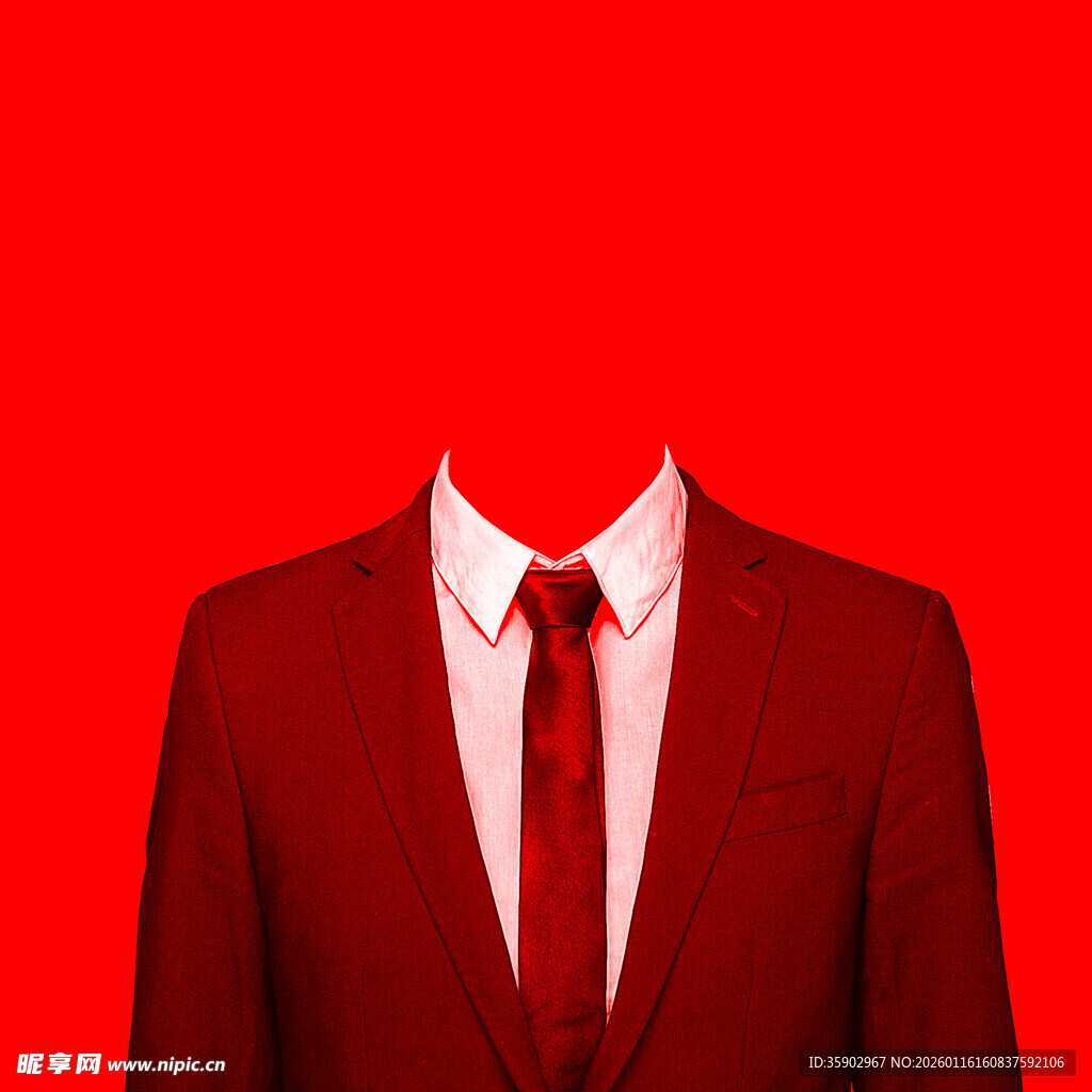 红色西装男士着装展示