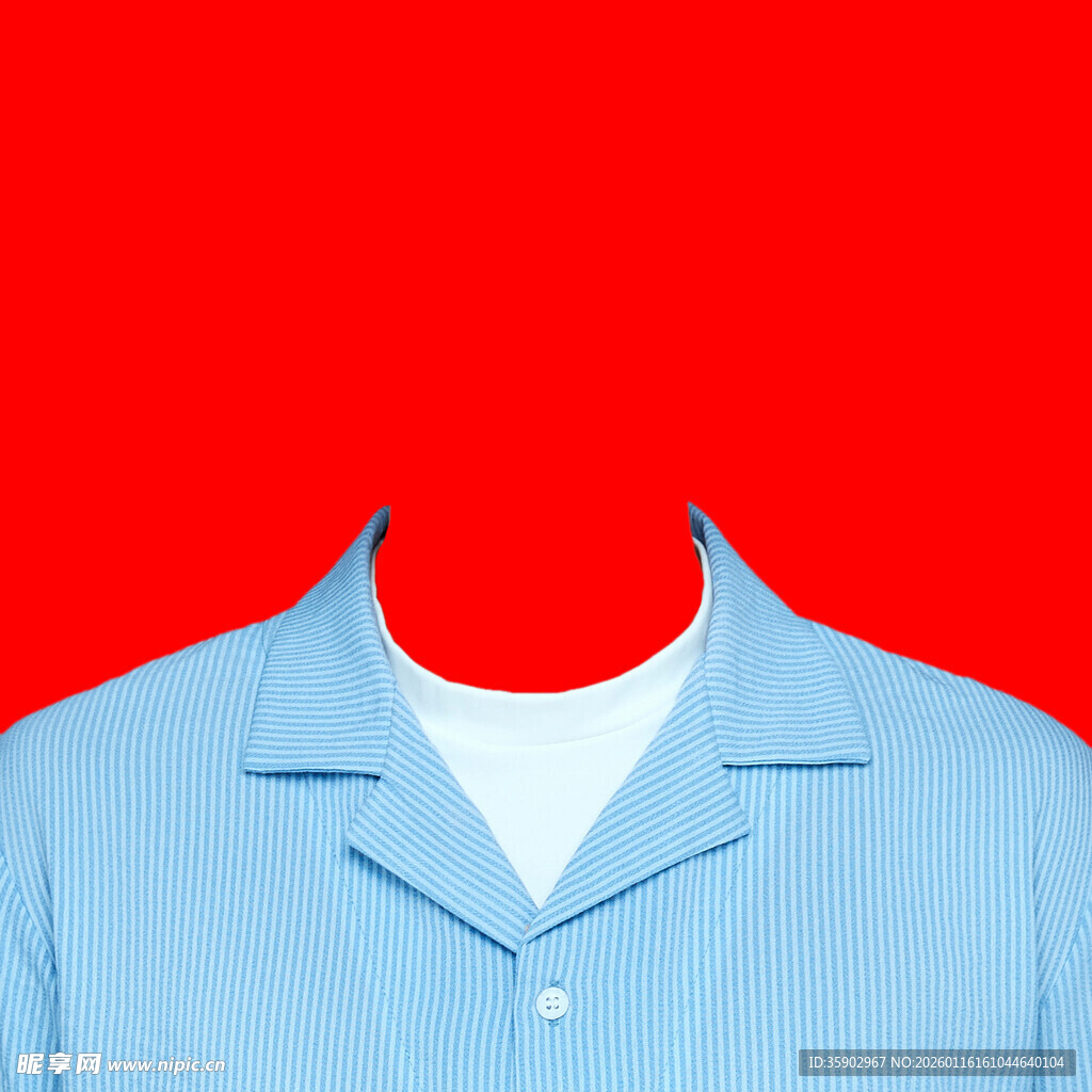 蓝色衬衫衣领特写