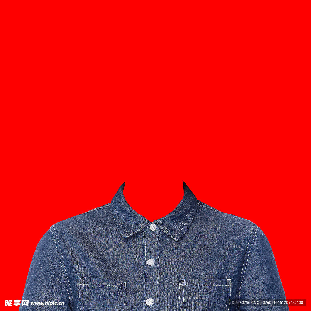 蓝色牛仔衬衫展示