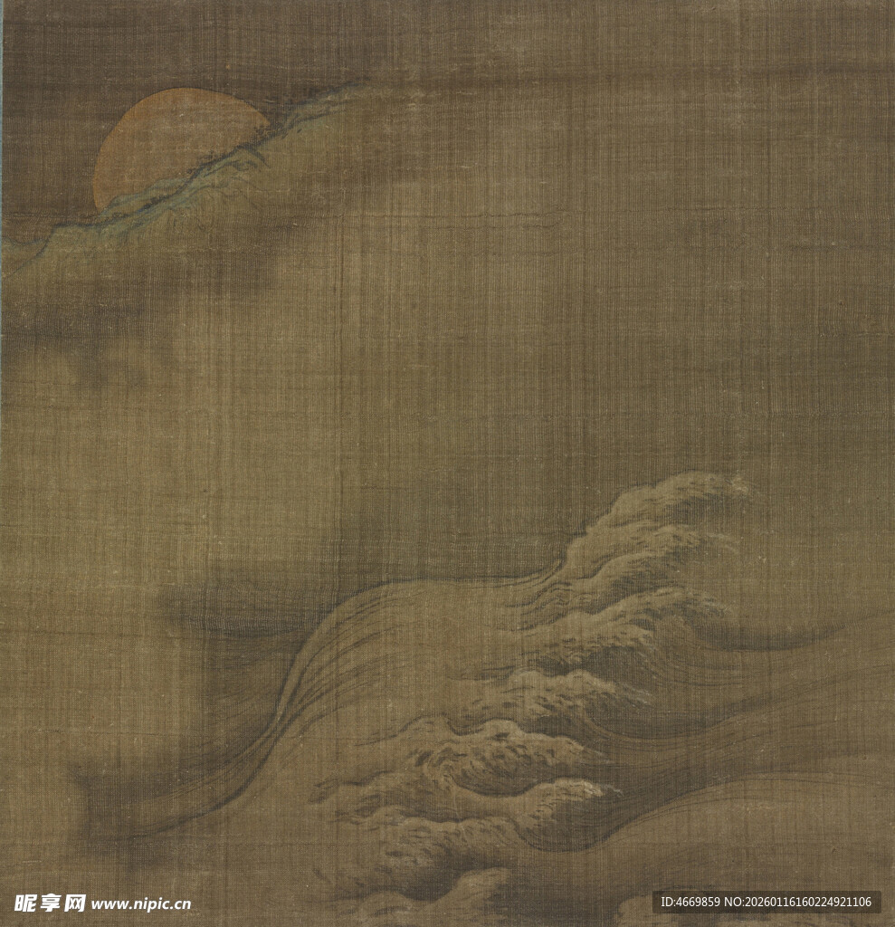 古画中的云海与初升之日