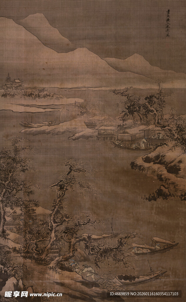 古代山水风景画卷