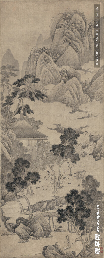 古代山水墨画景观