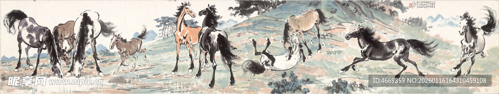 草原上奔腾的骏马群