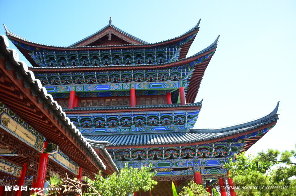 中式古建筑塔楼景观