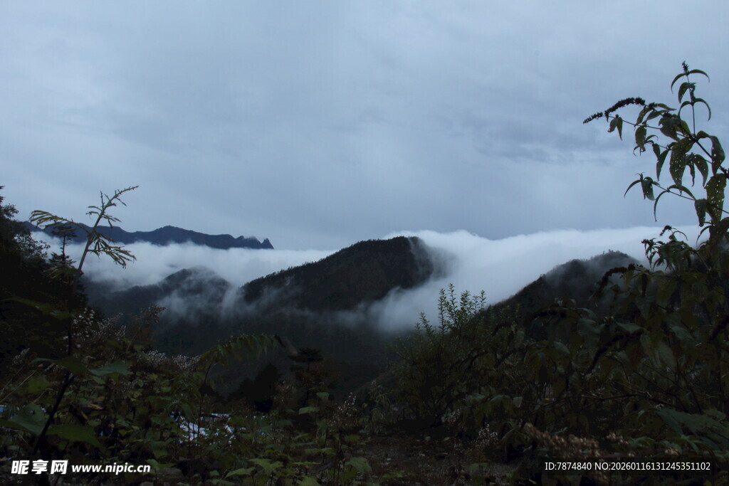 山间云雾缭绕的壮美景色