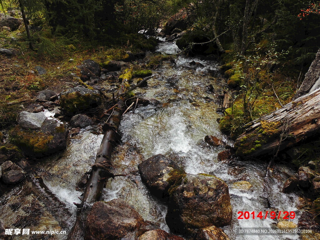 山间溪流潺潺 石木相依
