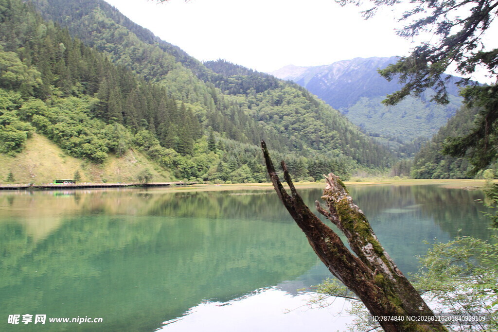 青山绿水间的静谧湖泊