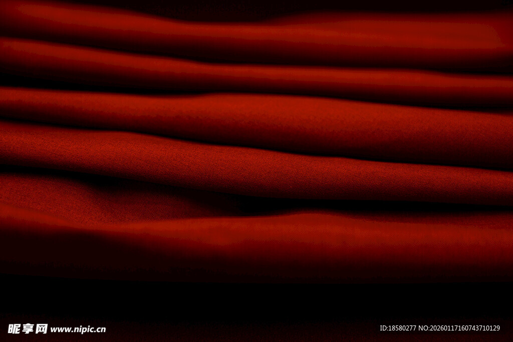红色褶皱布料纹理特写