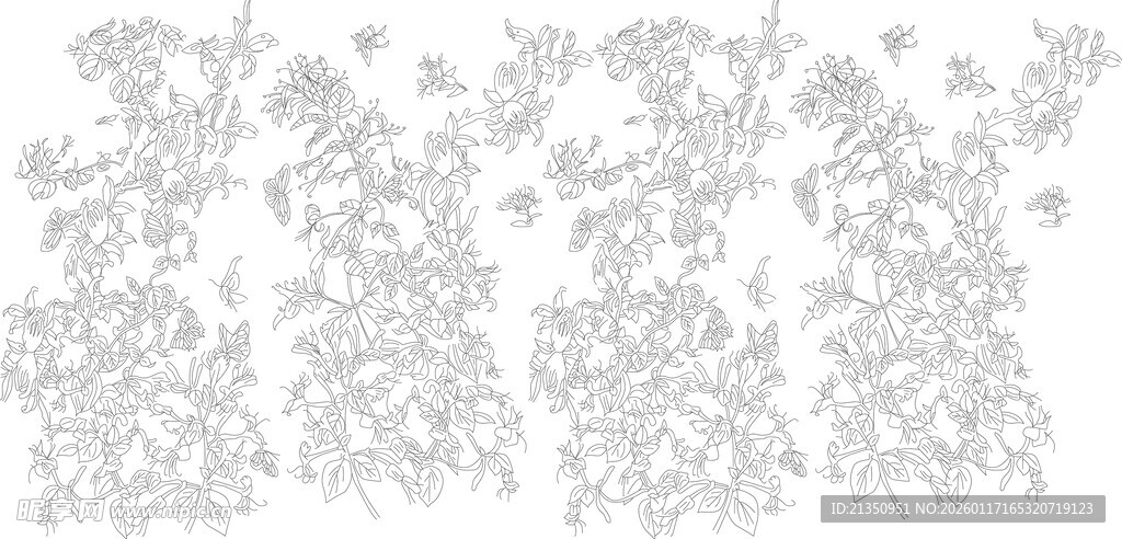 花卉线条图案设计素材