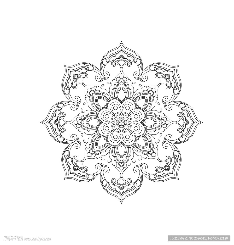 精致曼陀罗花纹图案