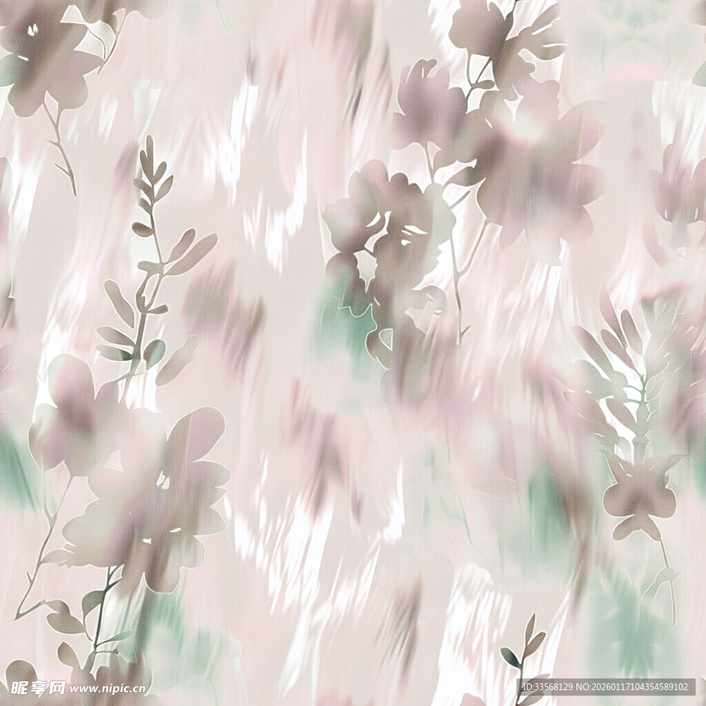 淡粉绿花卉抽象水彩纹理