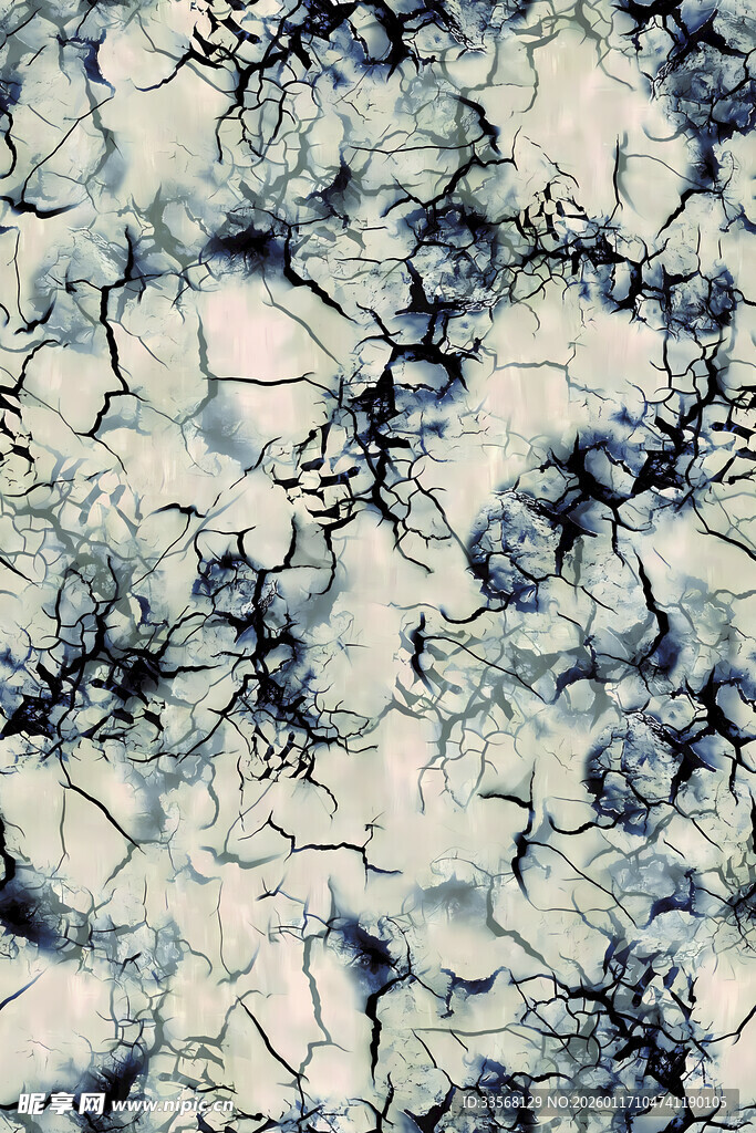 蓝白抽象水墨纹理图案
