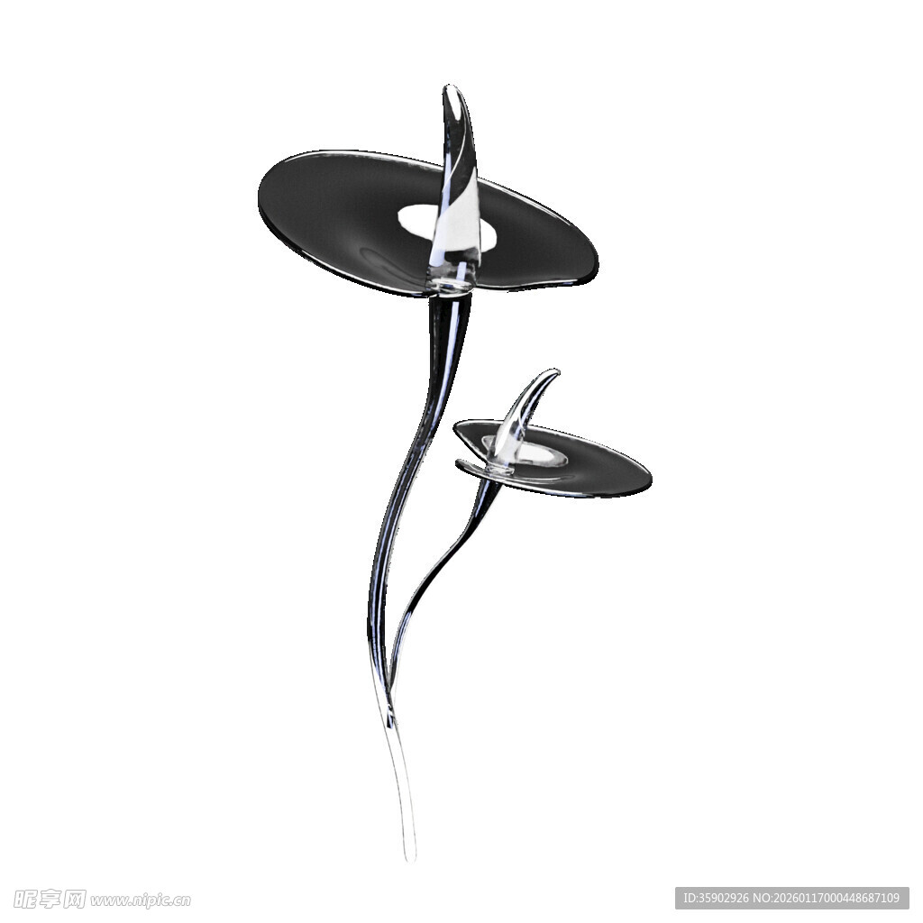 3D透明水晶玻璃花卉素材