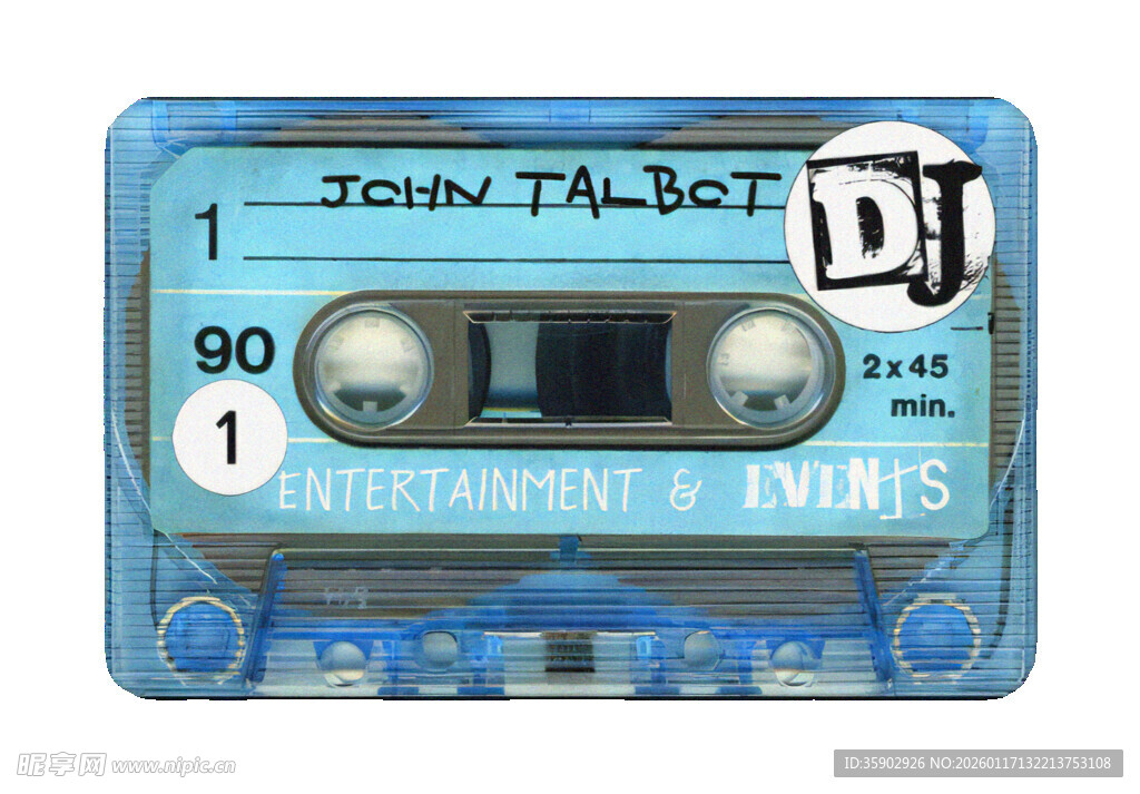 复古蓝色DJ主题磁带