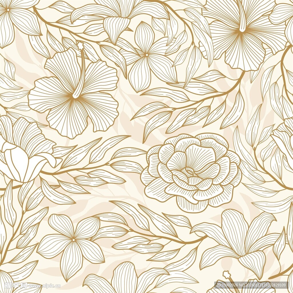 金色花卉纹理图案背景