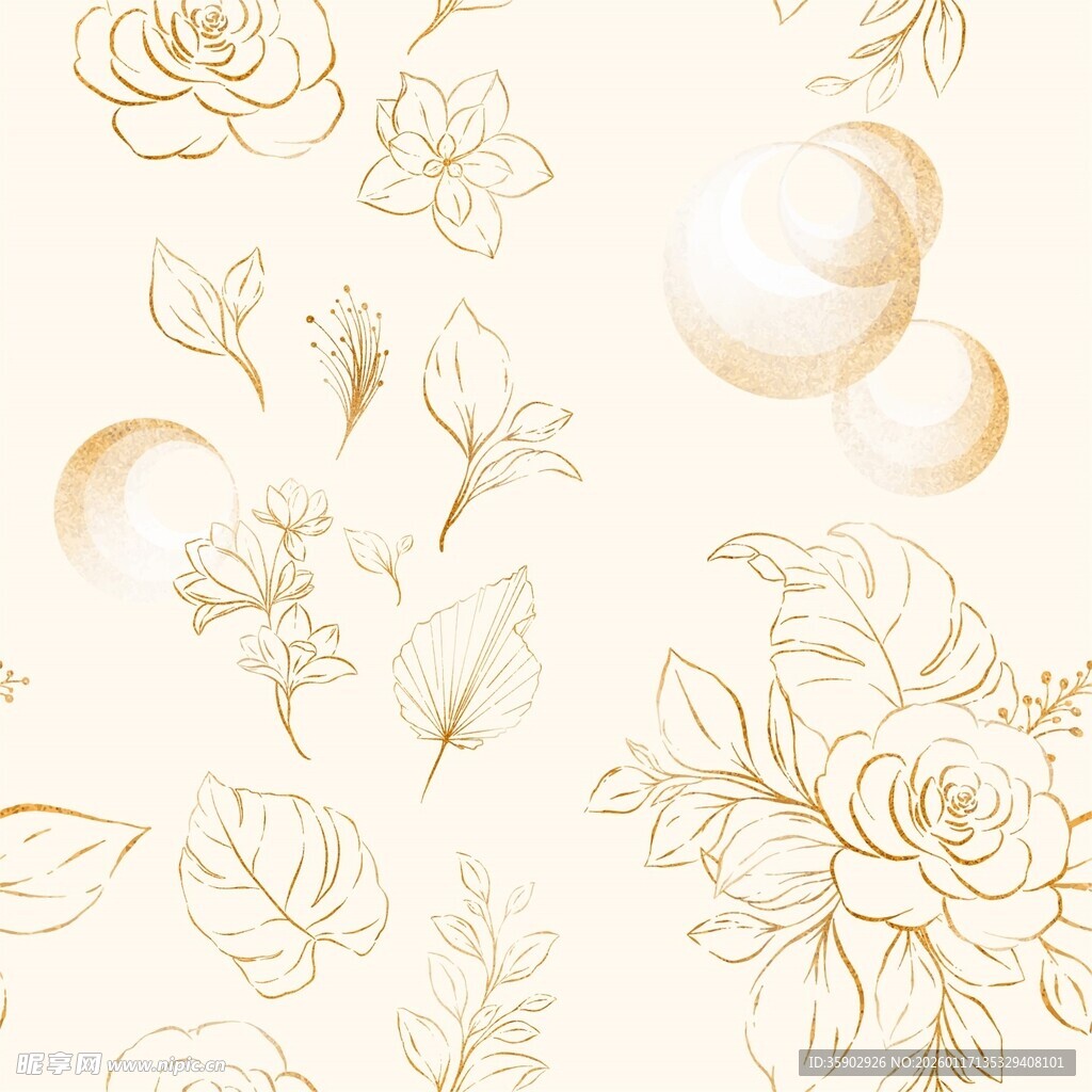 金色花卉图案背景纹理