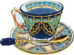 精美蓝金花纹咖啡杯碟