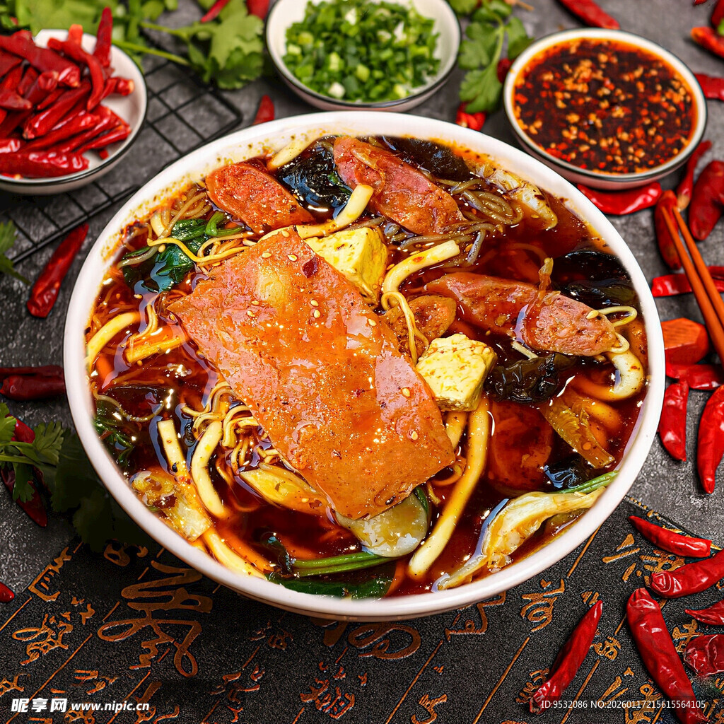 香辣海鲜面美味诱人