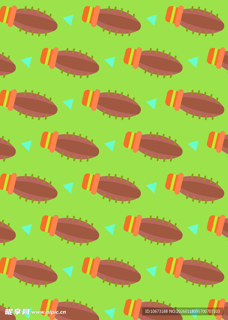 绿色背景上的多彩鱼图案