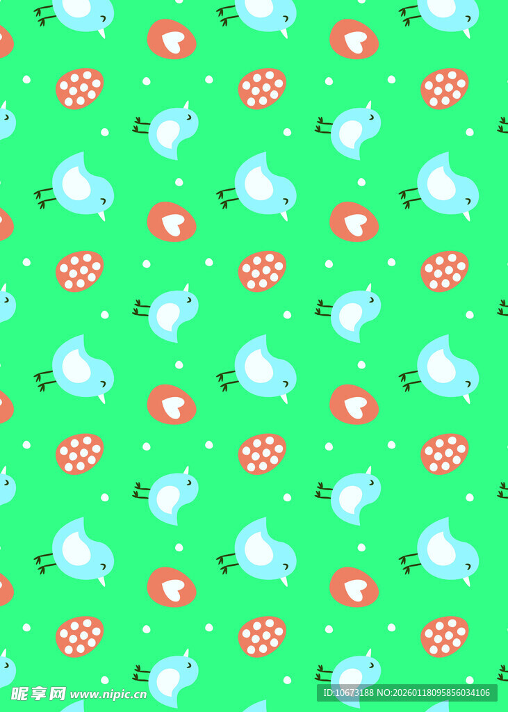 绿色底可爱云朵苹果图案