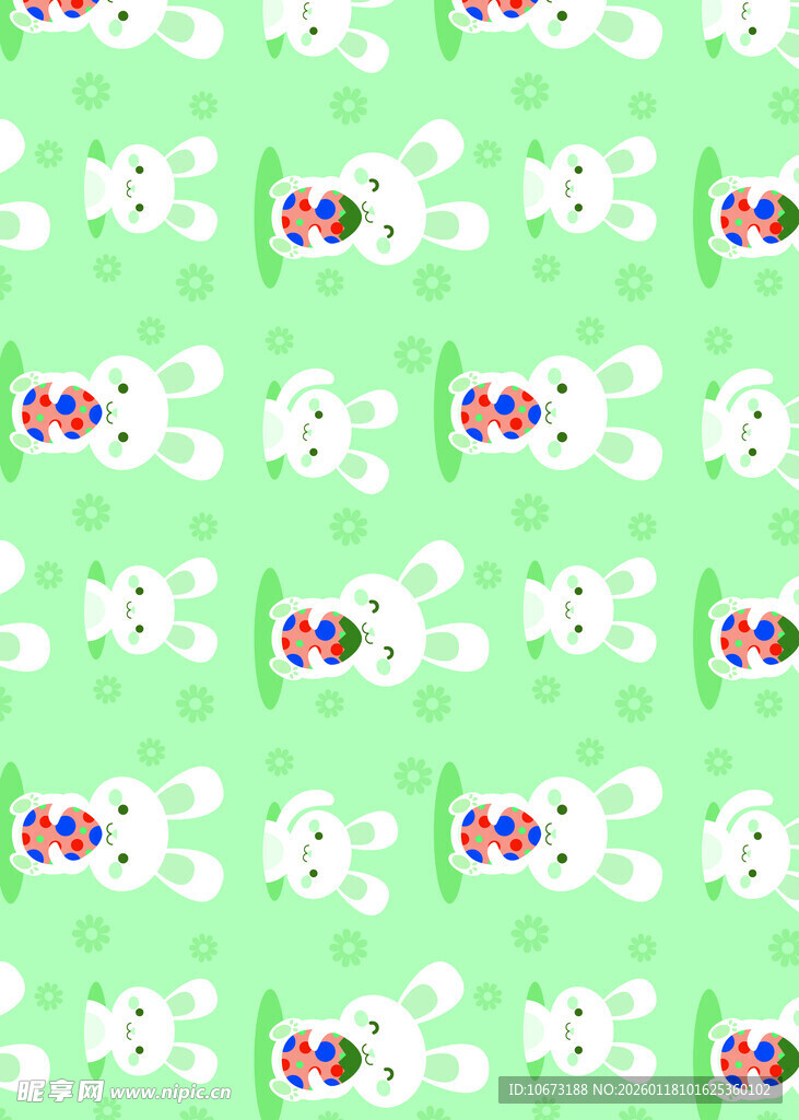 绿色背景可爱猫咪图案