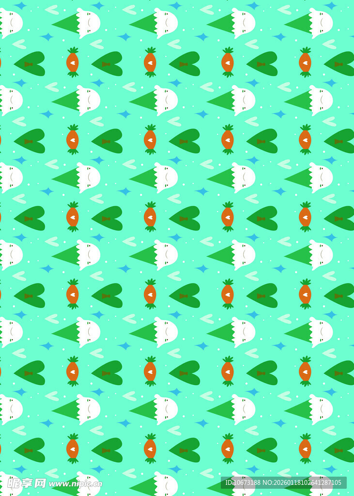 清新绿底鱼形图案纹理