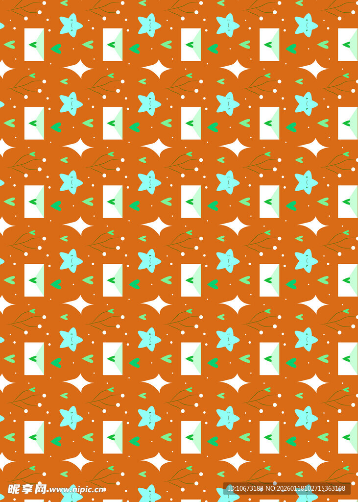 橙色底色多彩图案背景