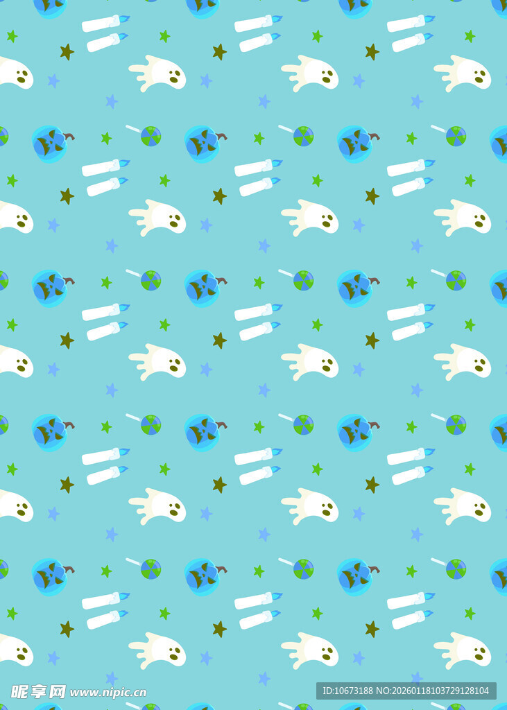 浅蓝色兔子花卉图案背景