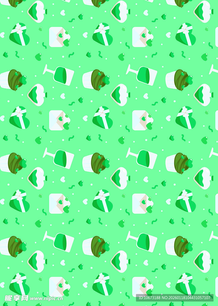 清新绿色卡通图案背景