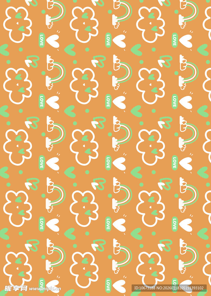 橙色花卉几何图案背景