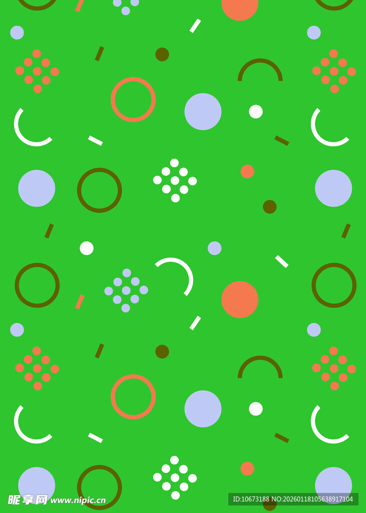 绿色底多彩几何图案背景