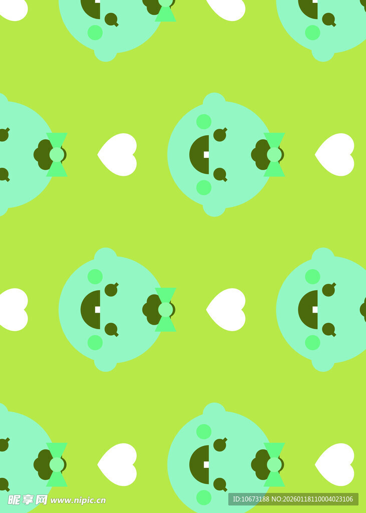 绿色背景可爱卡通图案