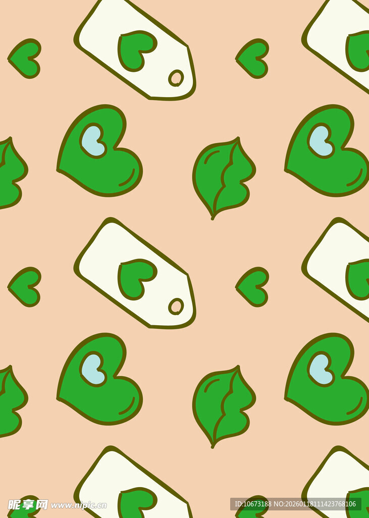 卡通绿叶标签图案背景