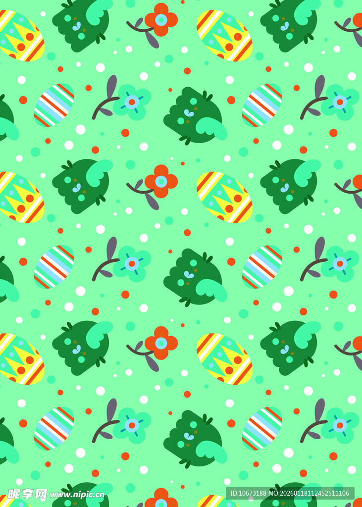 绿色卡通动物图案背景