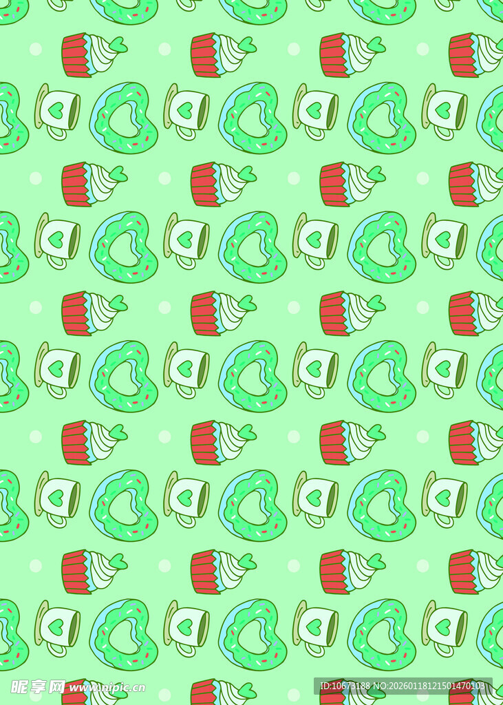 绿色卡通图案无缝背景图