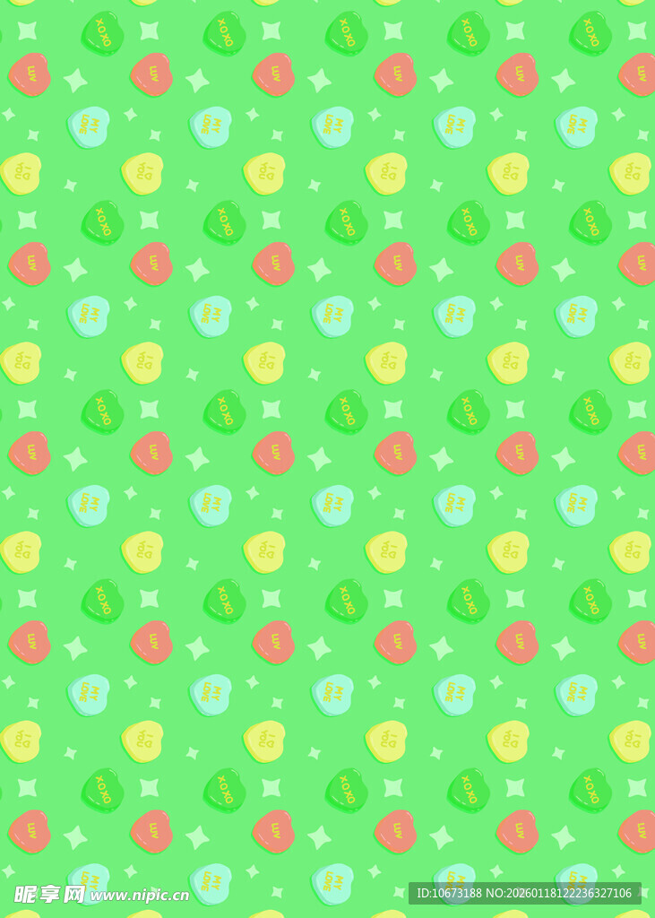 绿色爱心圆点图案背景