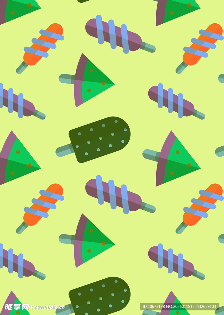 多彩卡通食物图案背景