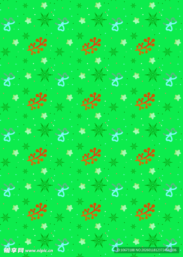 绿色圣诞元素无缝背景图