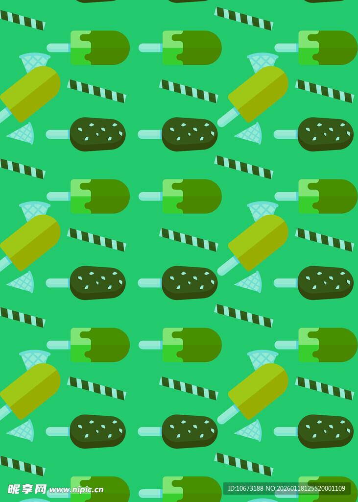 绿色卡通食物图案背景