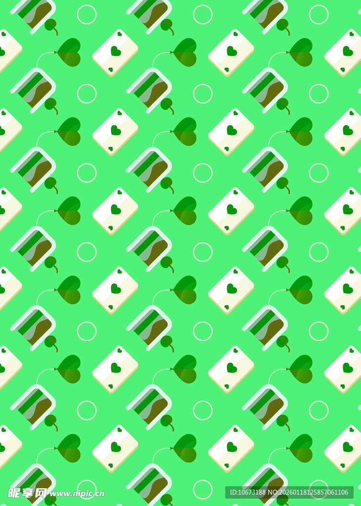 绿色卡通图案无缝背景图