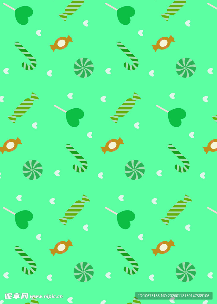 清新绿底节日元素图案