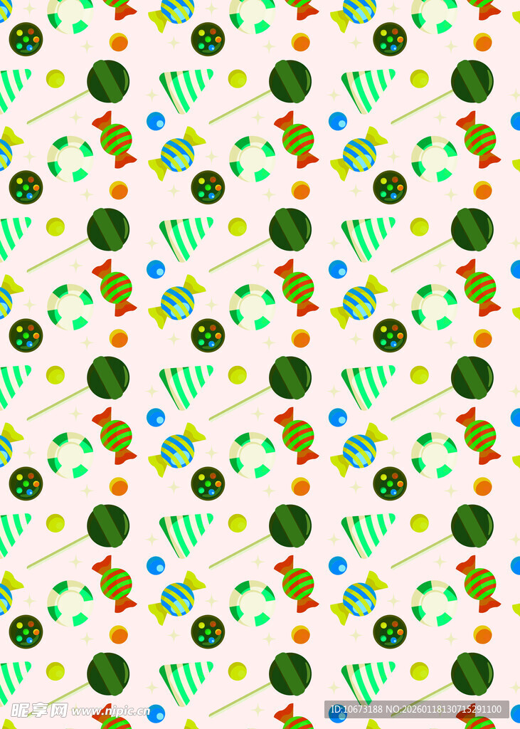 多彩圆点条纹无缝图案