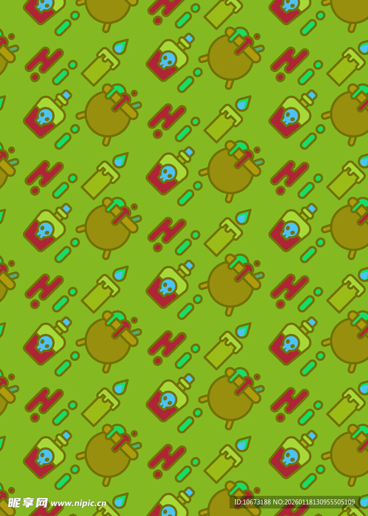 卡通风格绿色背景图案