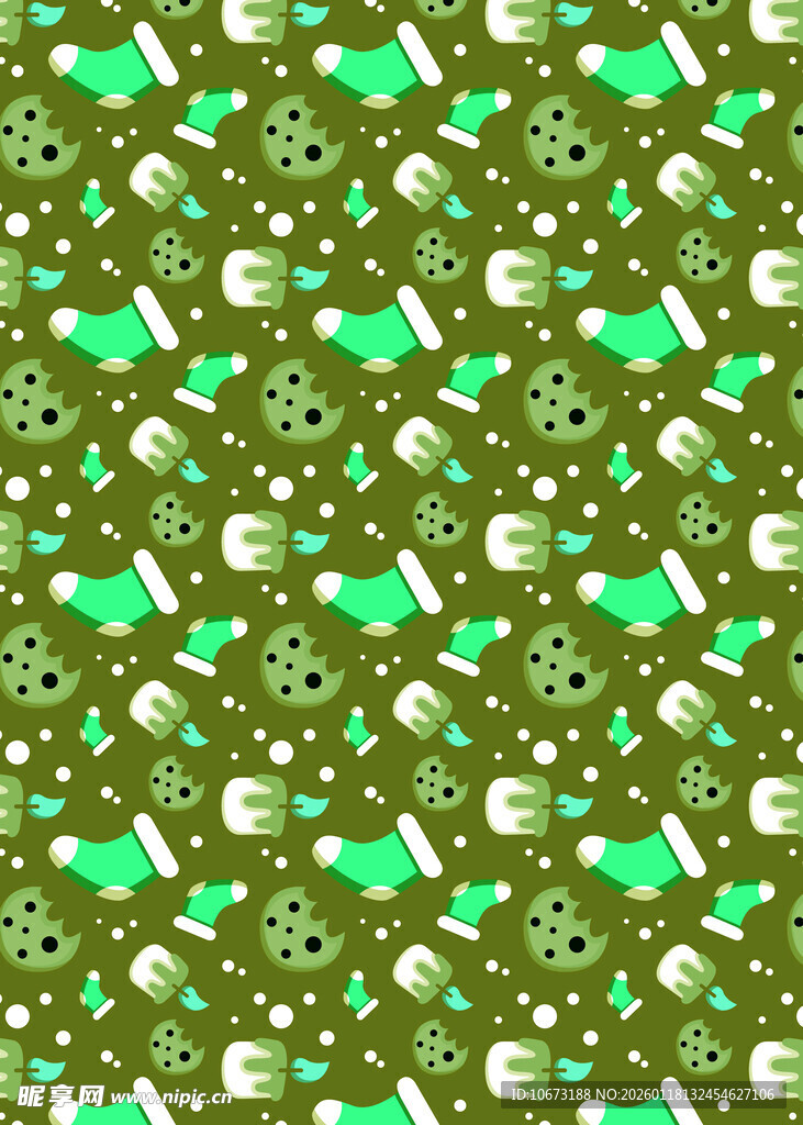 绿色卡通图案无缝背景图