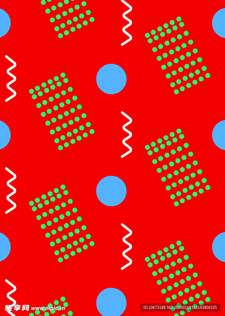 红色底多彩几何图案背景