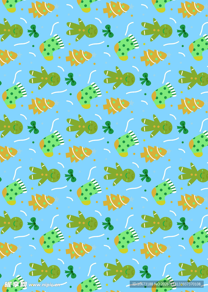 清新卡通动物植物图案背景