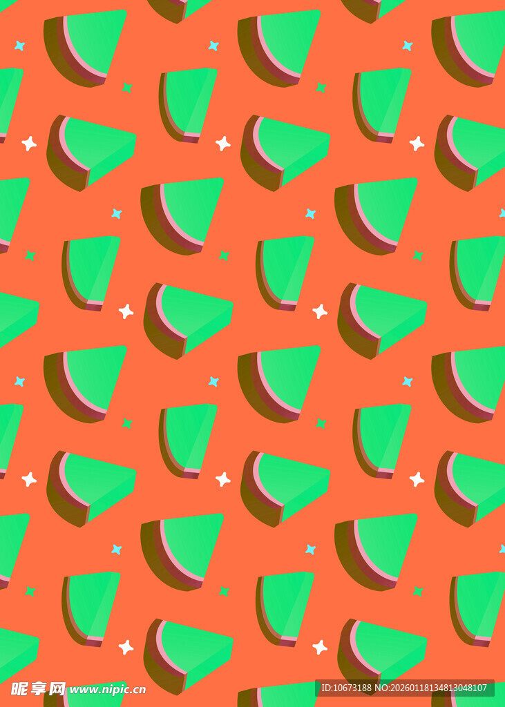橙色底绿色心形图案背景
