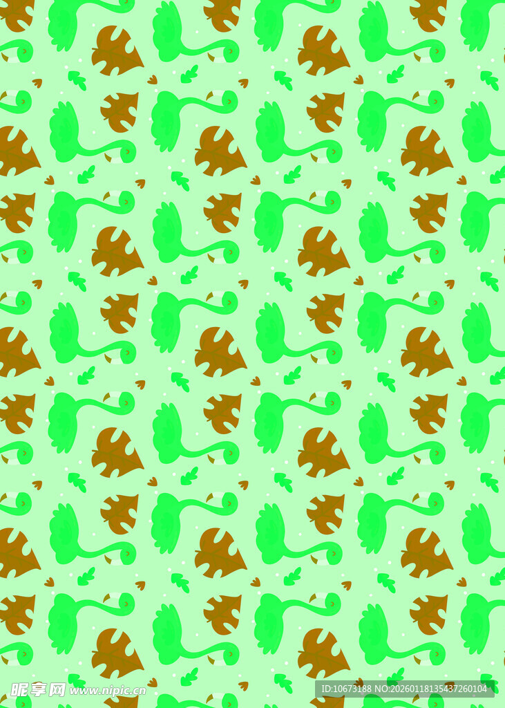 绿叶与昆虫的清新图案